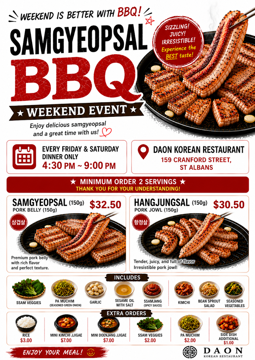 DaOn Korean Restaurant Photo Menu 1
