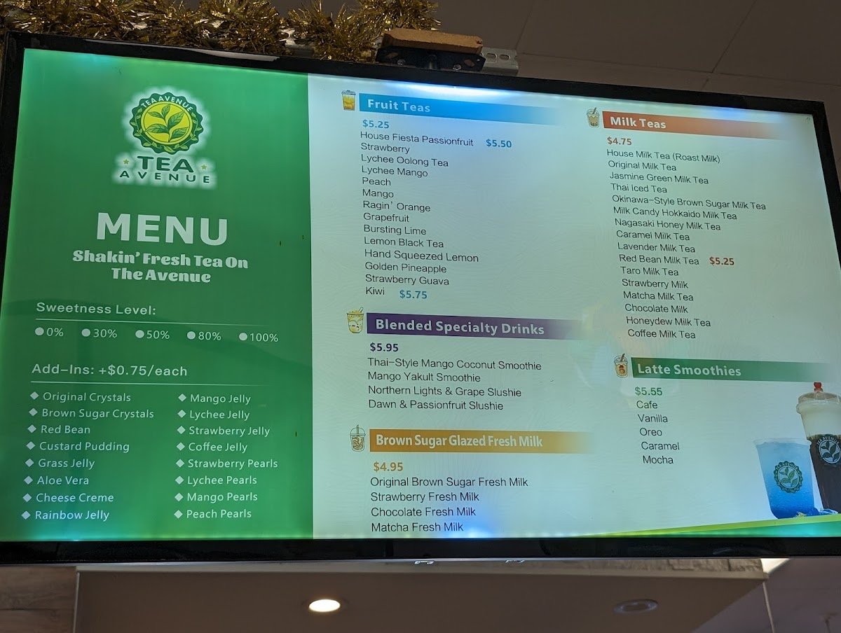 Tea Avenue Photo Menu 1