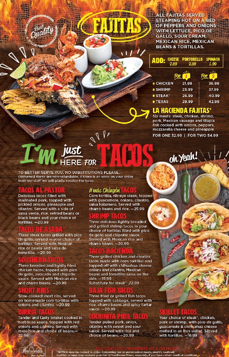 Hacienda Bar & Grill Photo Menu 1
