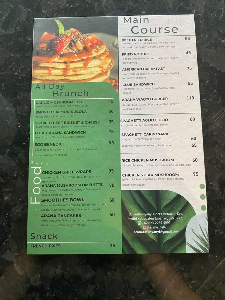 Arana Cafe Photo Menu 1