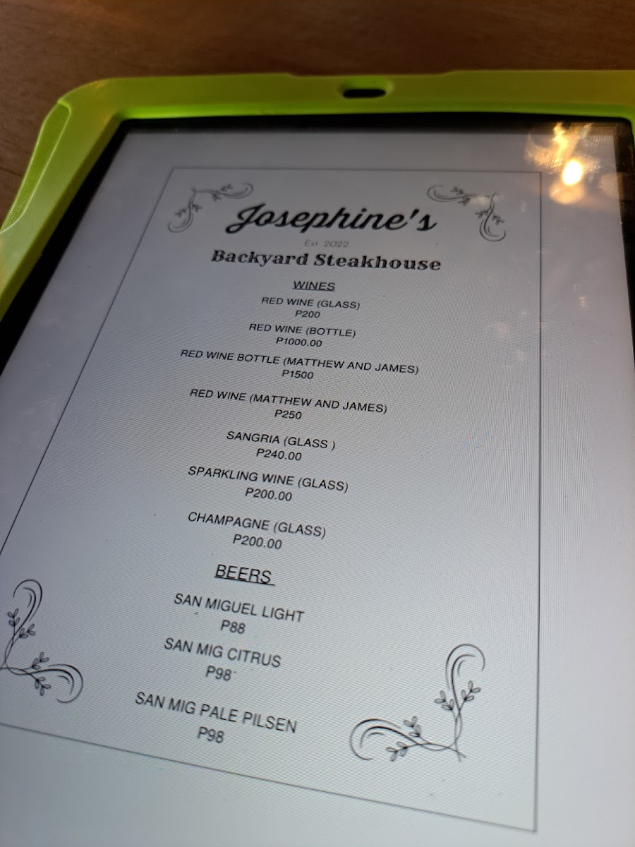 Josephine's Backyard Steakhouse Photo Menu 10