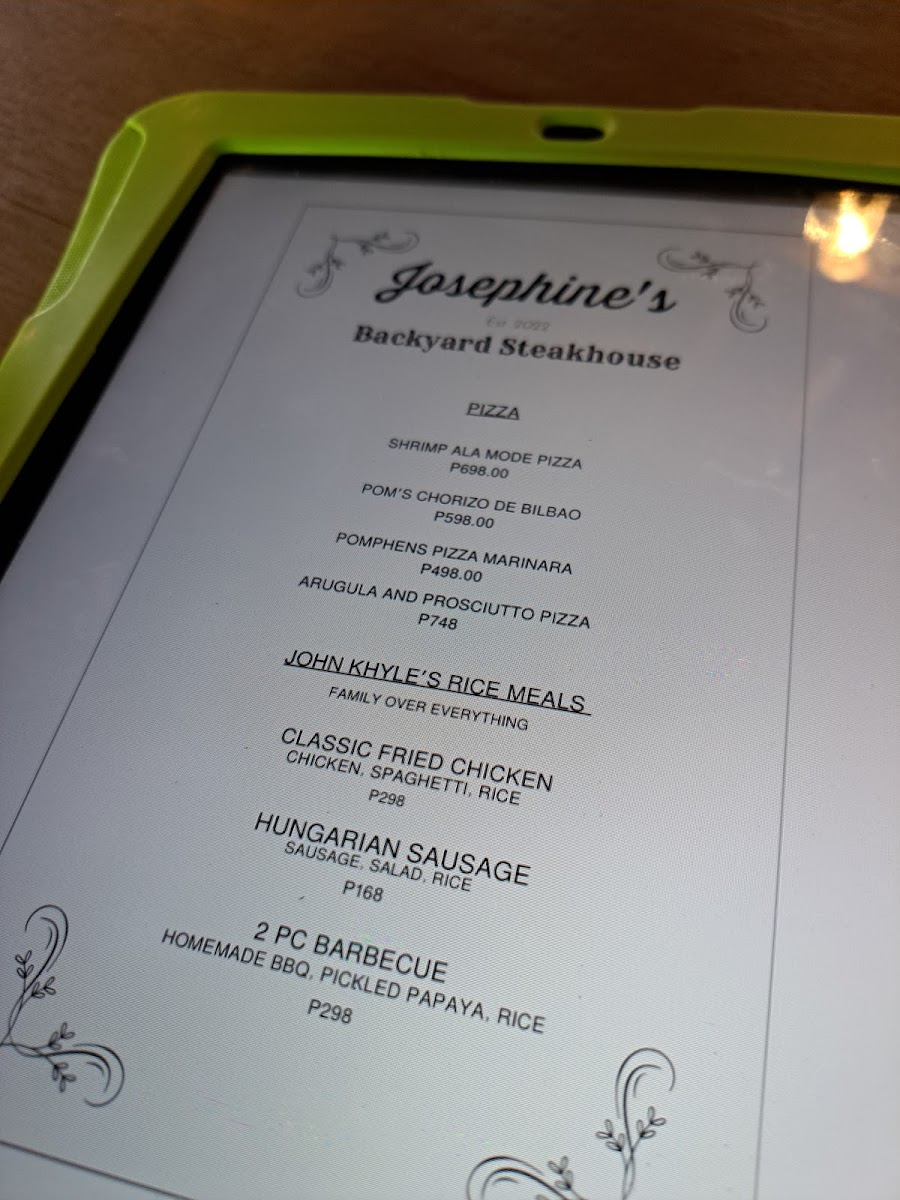 Josephine's Backyard Steakhouse Photo Menu 4