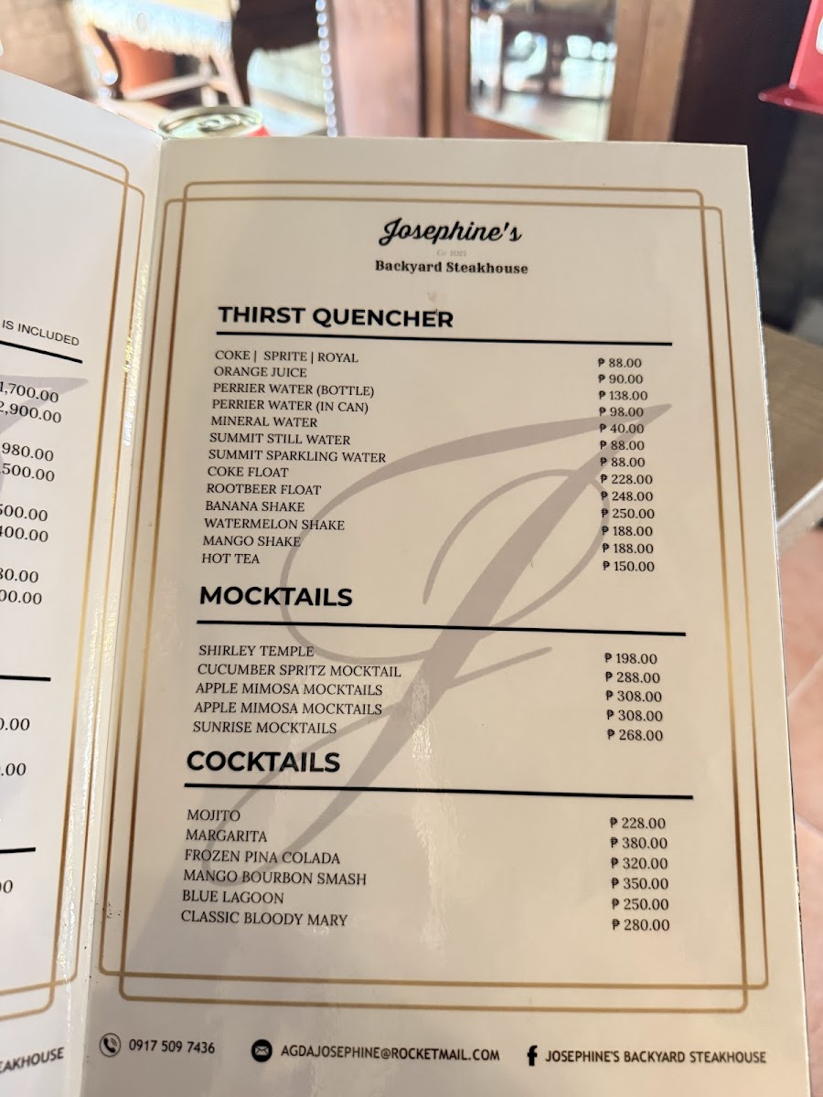 Josephine's Backyard Steakhouse Photo Menu 7