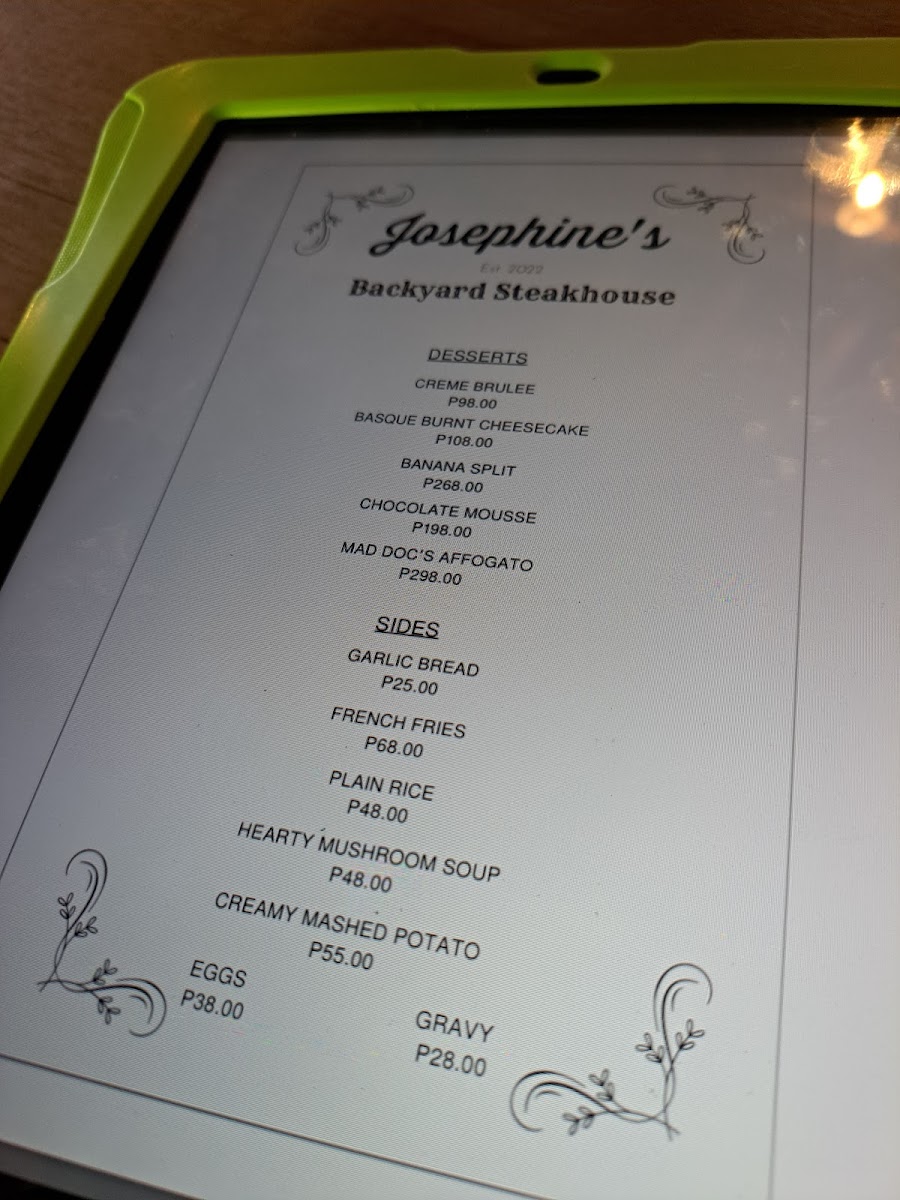 Josephine's Backyard Steakhouse Photo Menu 9