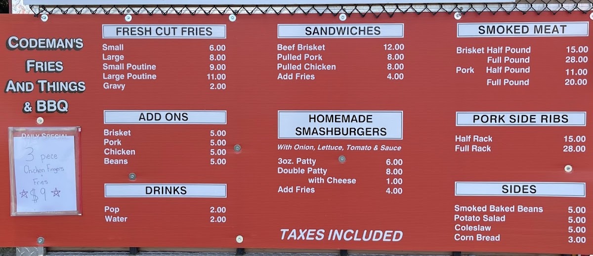 Codemans Fries & Things & BBQ & Catering Photo Menu 3