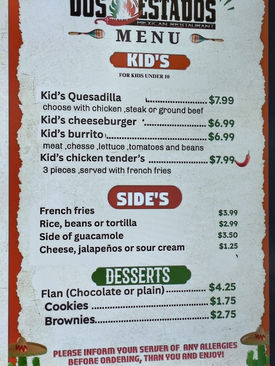 Dos Estados Mexican Restaurant Photo Menu 3
