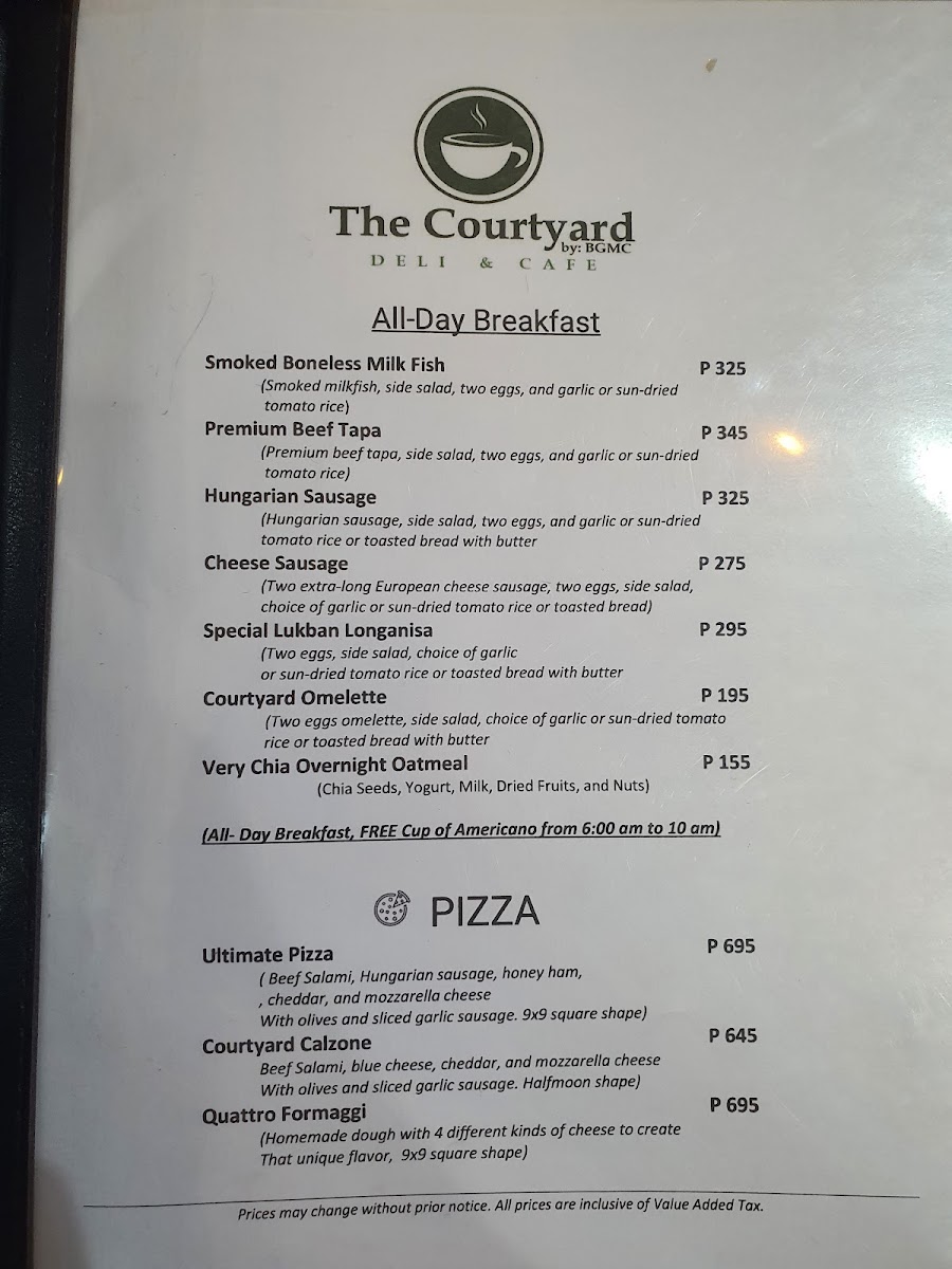 The Courtyard by BGMC Deli & Cafe Photo Menu 2
