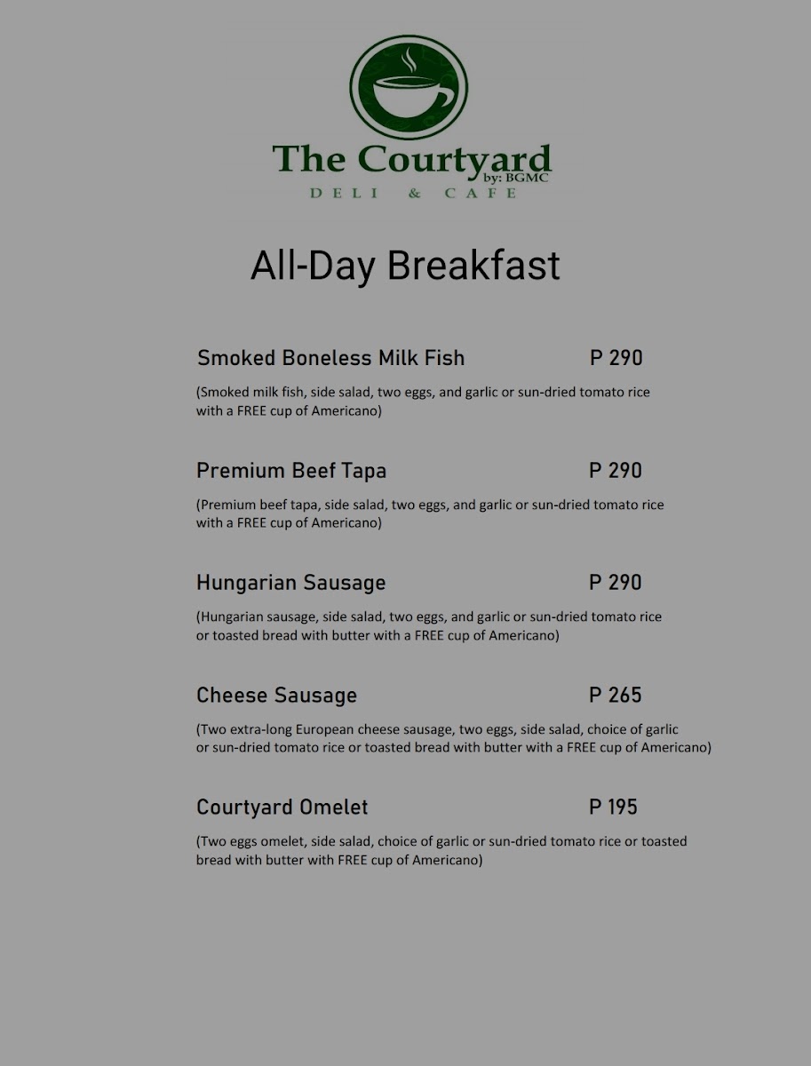 The Courtyard by BGMC Deli & Cafe Photo Menu 4