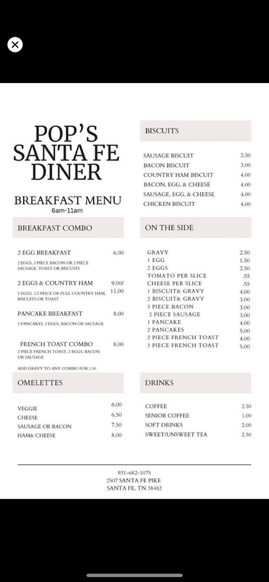 Santa Fe Diner Photo Menu 2