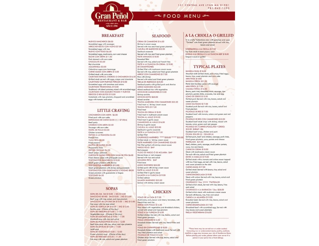 Gran Penol Restaurant & Bar Photo Menu 1