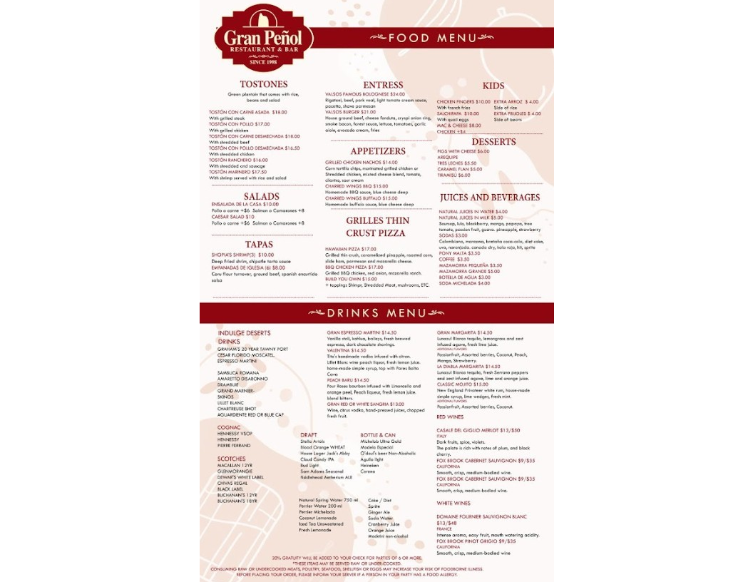 Gran Penol Restaurant & Bar Photo Menu 2