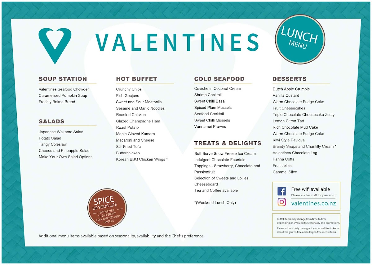 Valentines Hornby Photo Menu 2