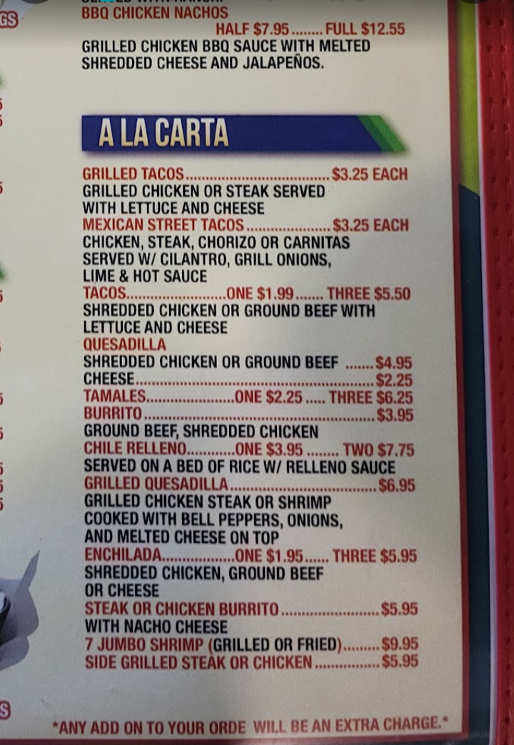 Santa Fe Grill & Cantina Ridgeland Photo Menu 1