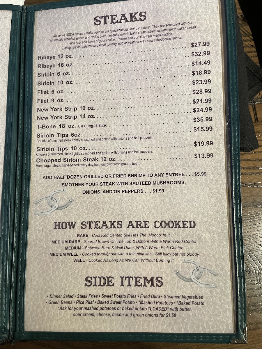 Callahan's Steak House Photo Menu 1
