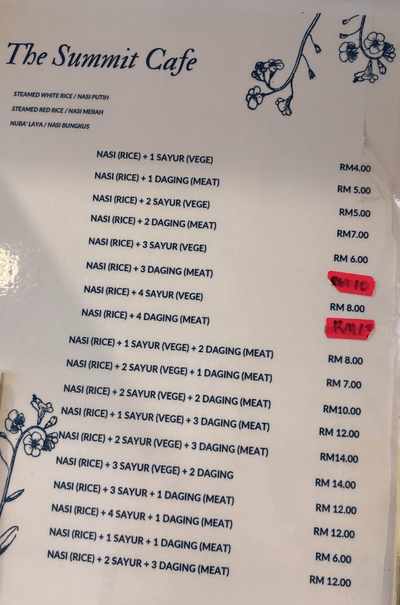 The Summit Cafe Photo Menu 1