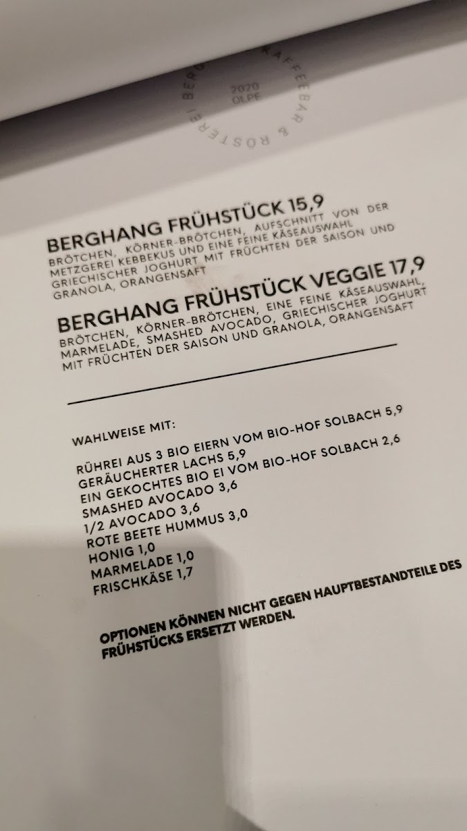 Berghang Kaffee Photo Menu 1
