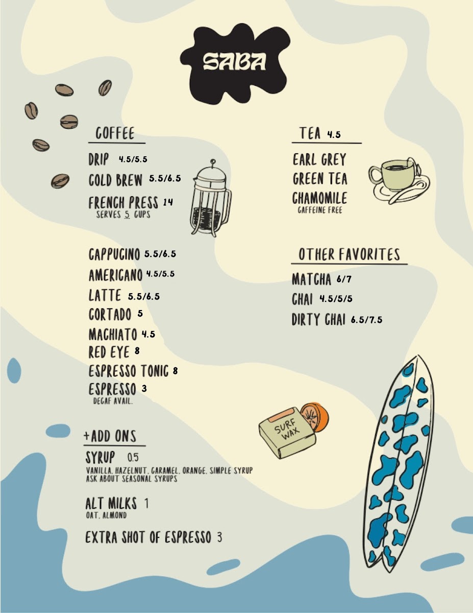 Saba Coffee Shop Photo Menu 1