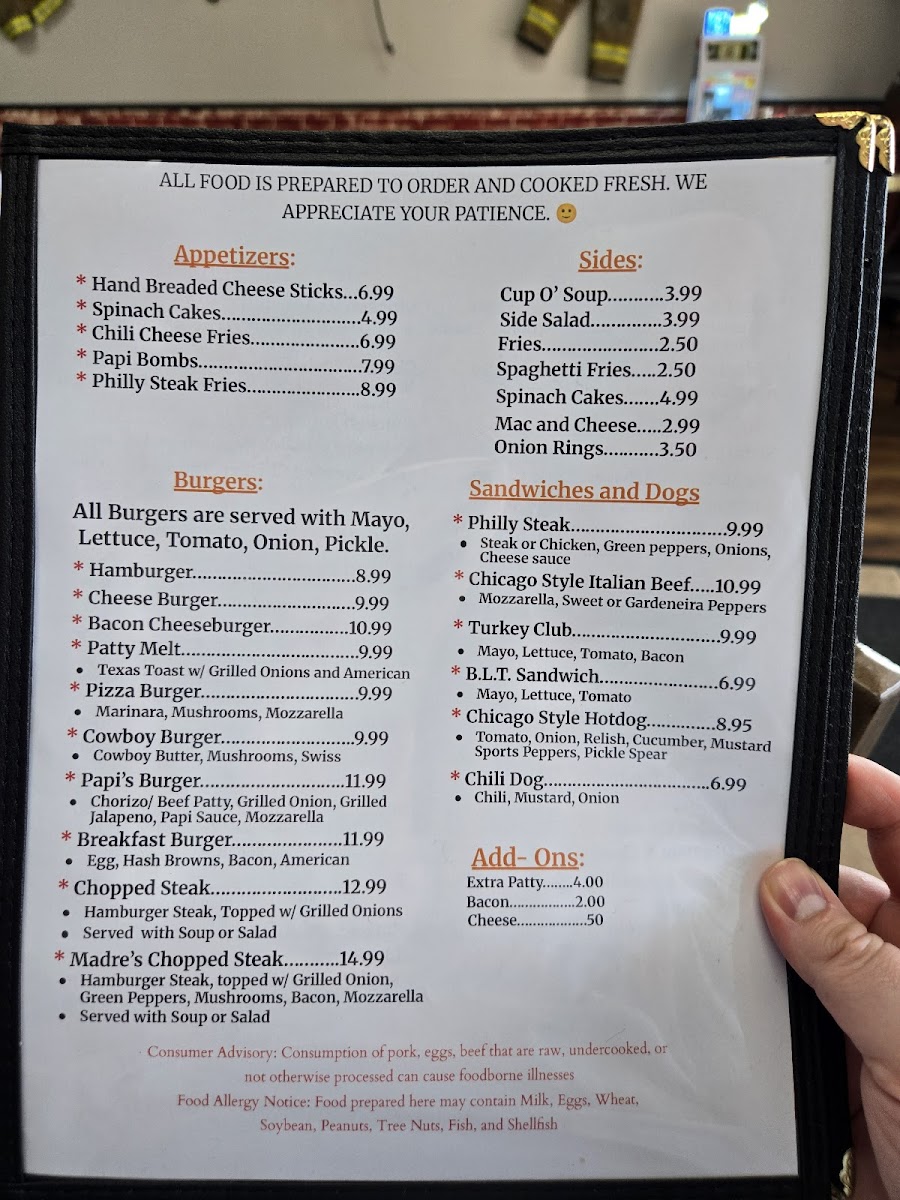 Papi's Place at Firehouse Diner Photo Menu 2