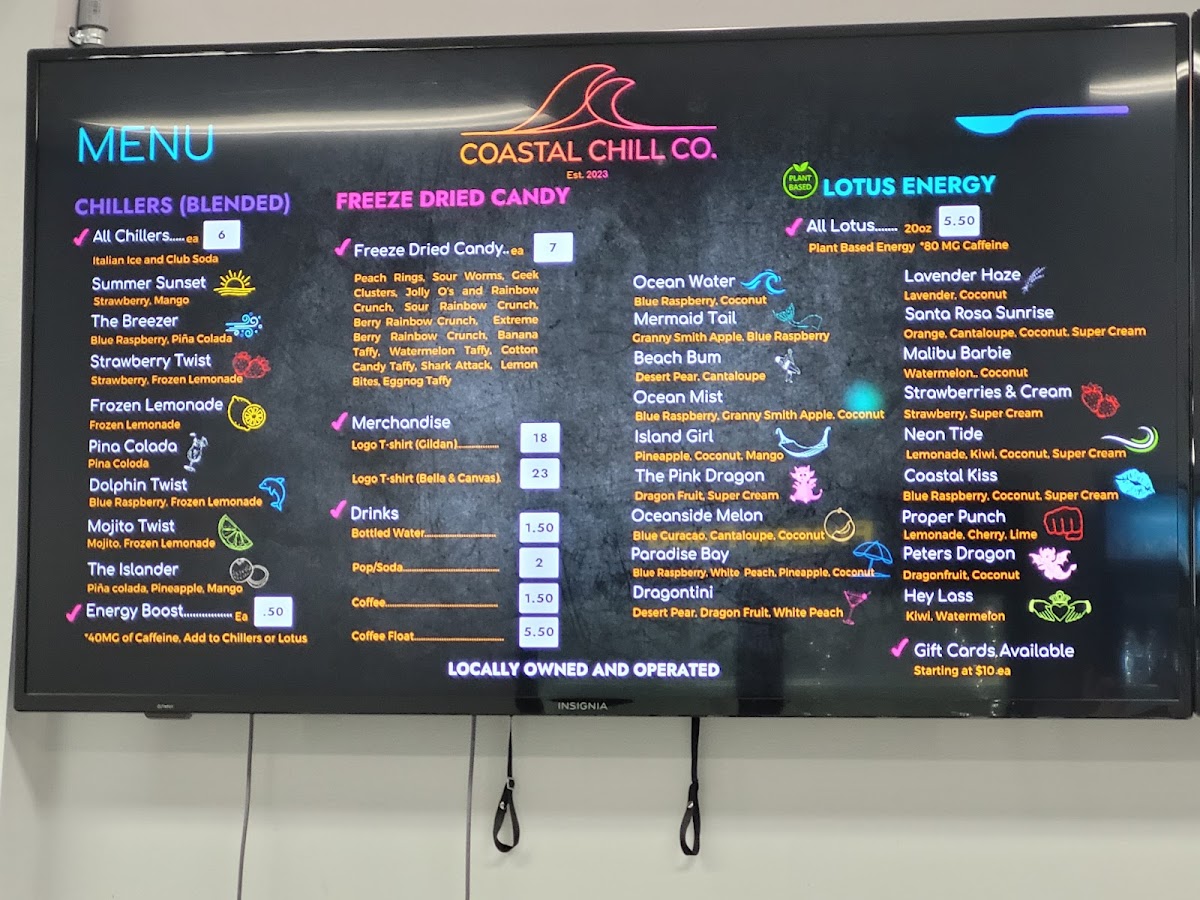 Coastal Chill Creamery Photo Menu 1