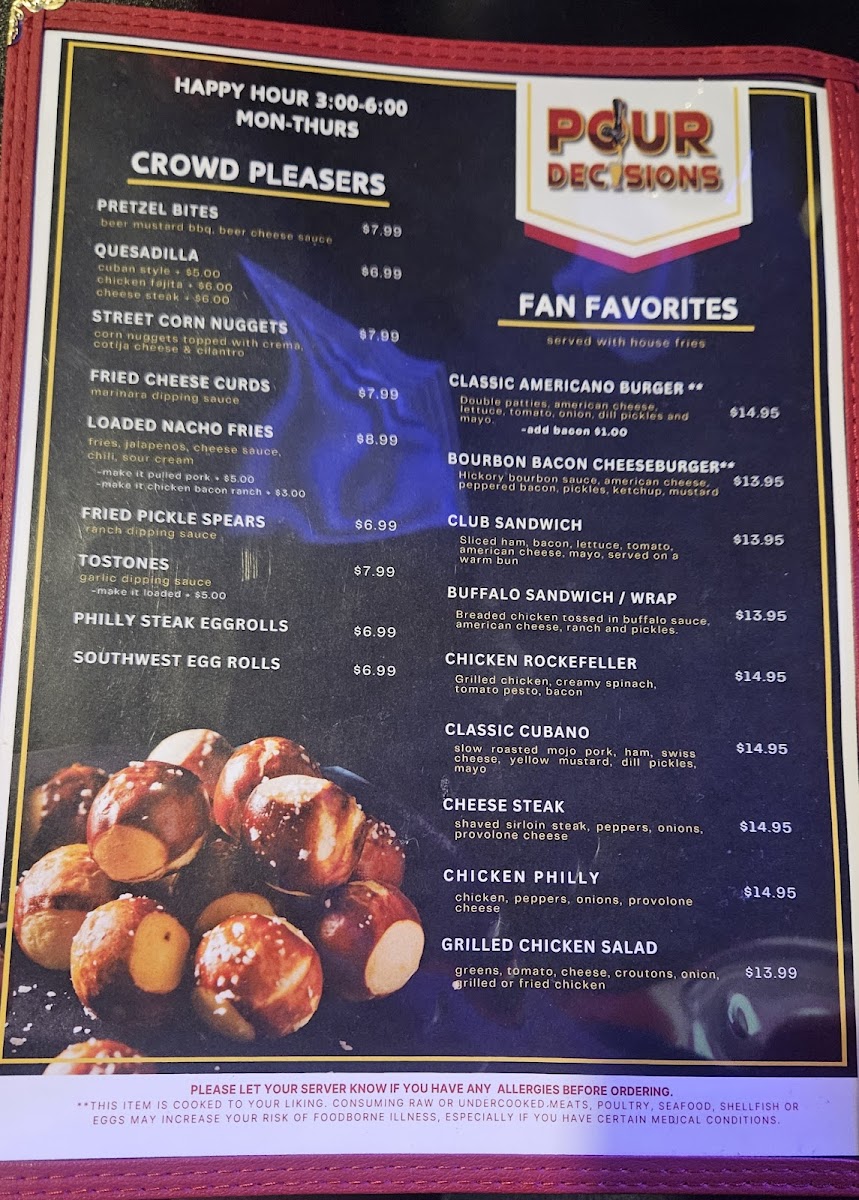 Pour Decisions Sports Bar Photo Menu 3