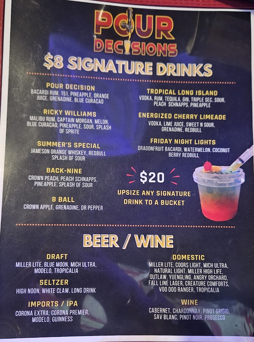 Pour Decisions Sports Bar Photo Menu 4