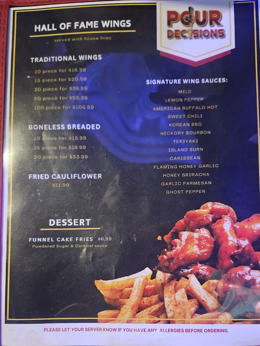 Pour Decisions Sports Bar Photo Menu 5