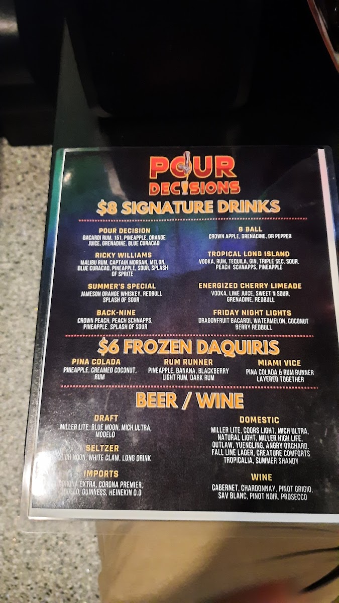 Pour Decisions Sports Bar Photo Menu 6