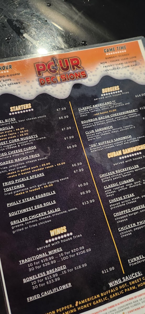 Pour Decisions Sports Bar Photo Menu 9