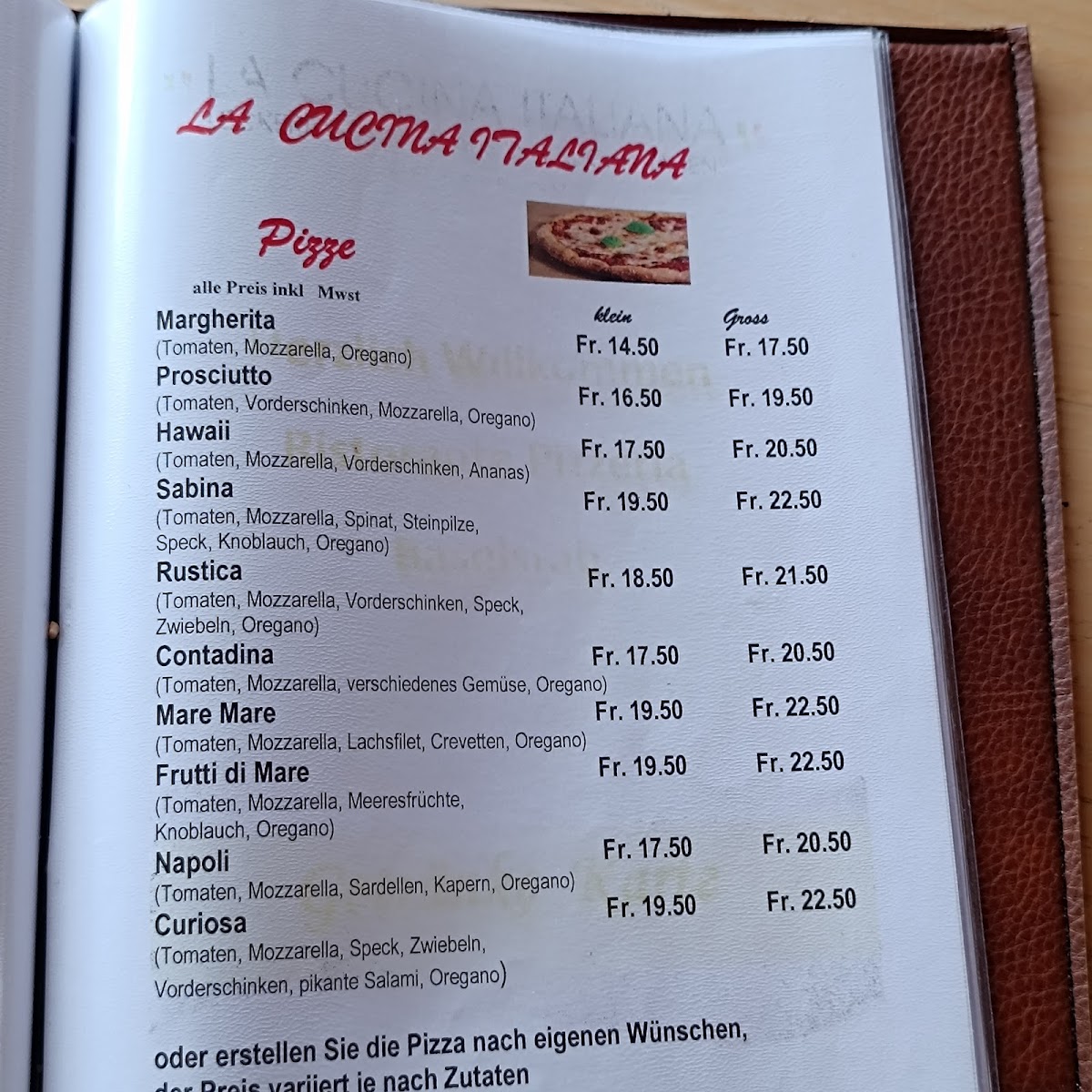 La Cucina Italiana Restaurant Baselstab Photo Menu 2