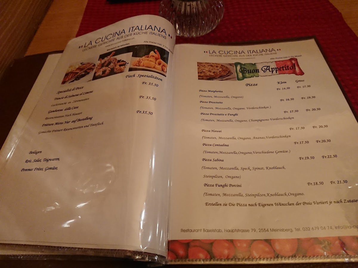 La Cucina Italiana Restaurant Baselstab Photo Menu 3
