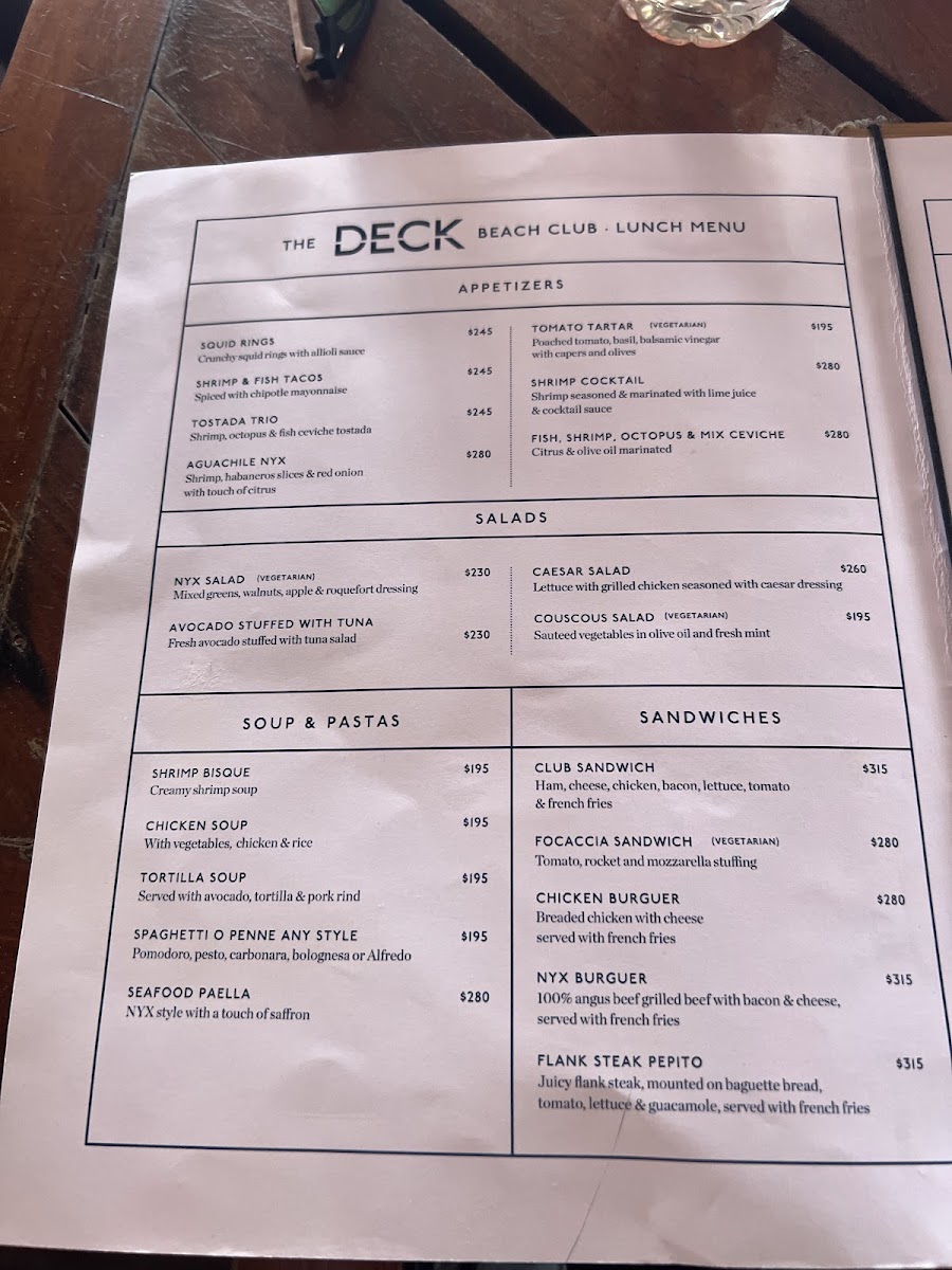 Deck Bar Photo Menu 2