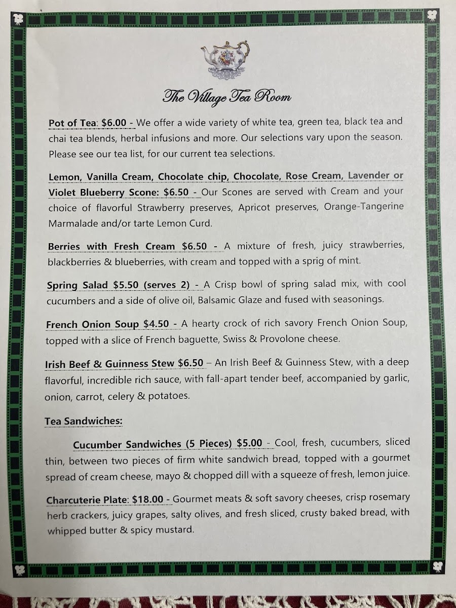 The Village Tea Room Photo Menu 2
