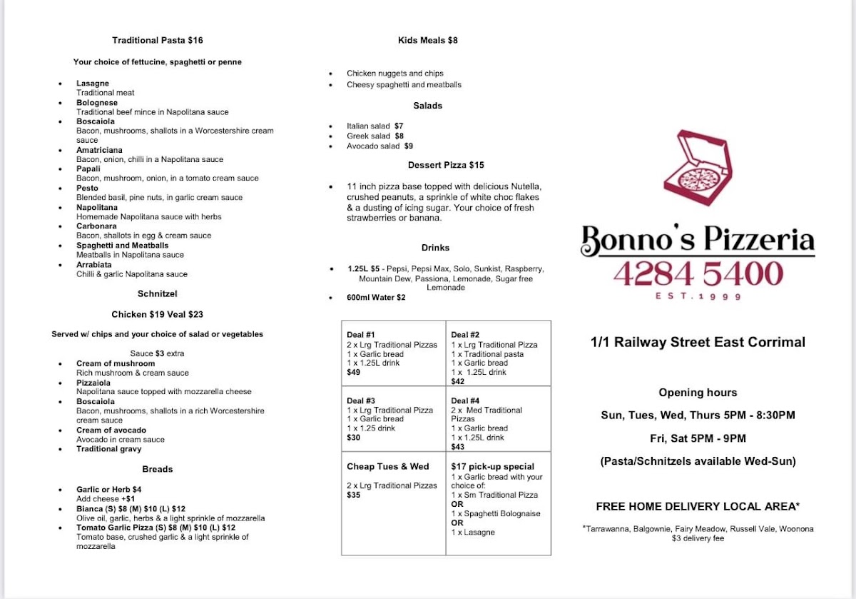 Bonno's Pizzeria Photo Menu 4