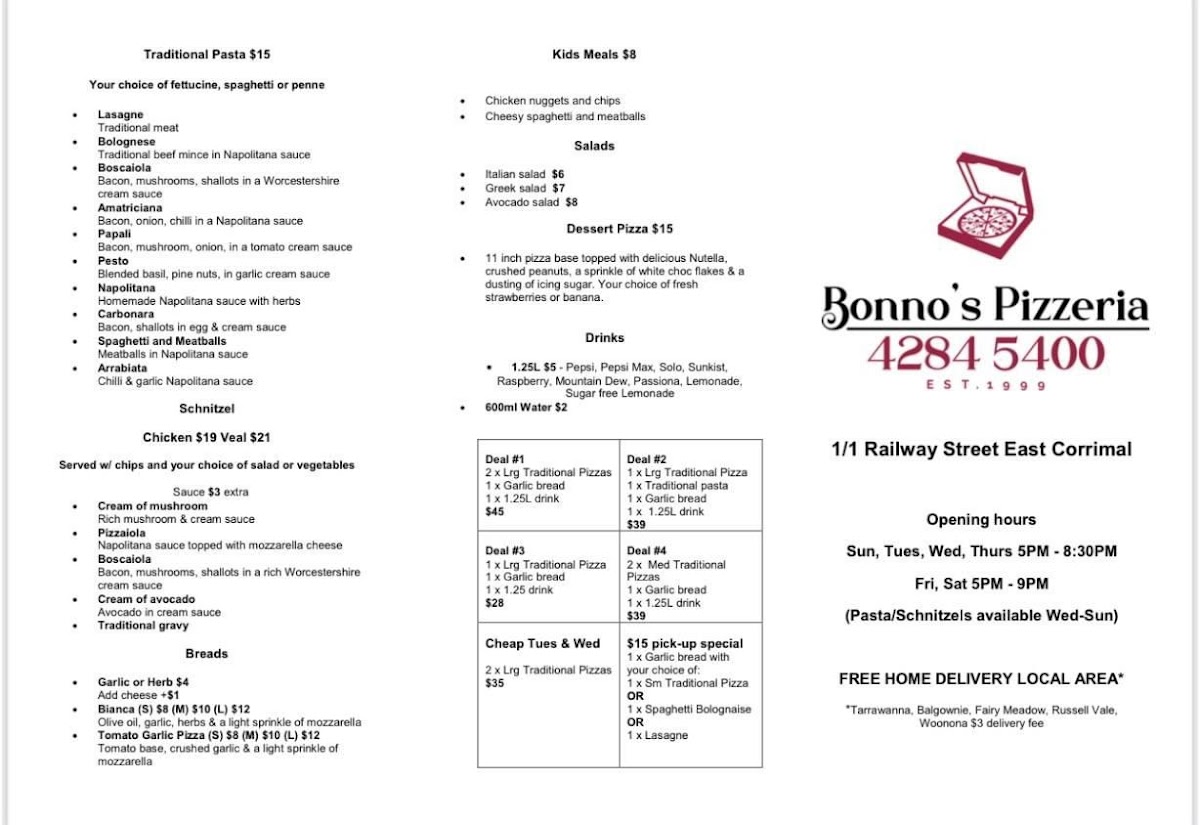 Bonno's Pizzeria Photo Menu 5