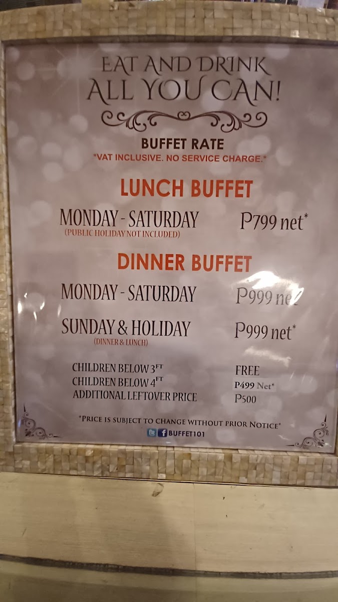 Buffet 101 Robinsons Magnolia Photo Menu 5