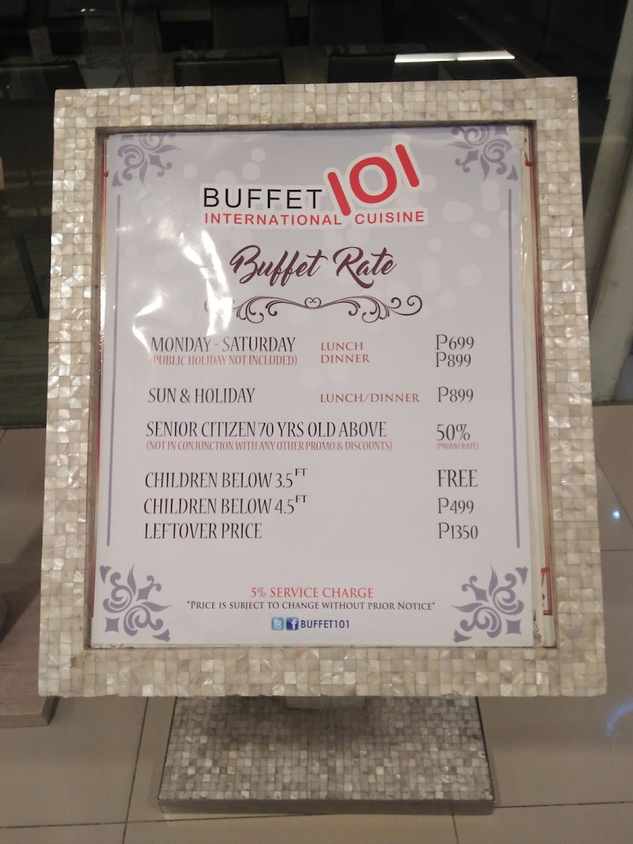 Buffet 101 Robinsons Magnolia Photo Menu 9