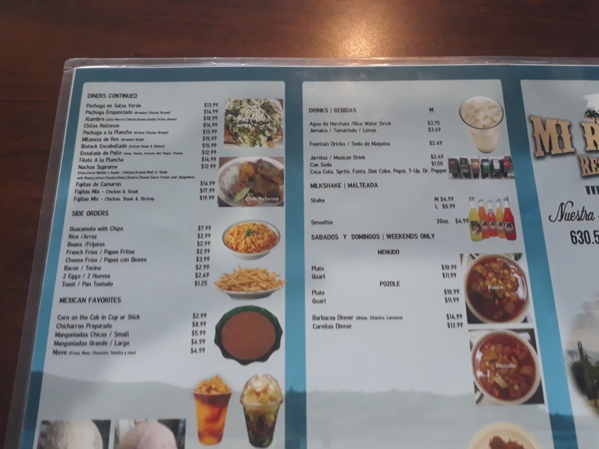 Mi Rancho Restaurant Photo Menu 1