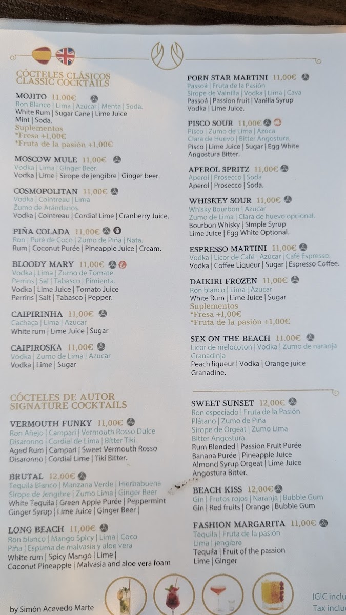 Long Beach Club Lanzarote Photo Menu 1