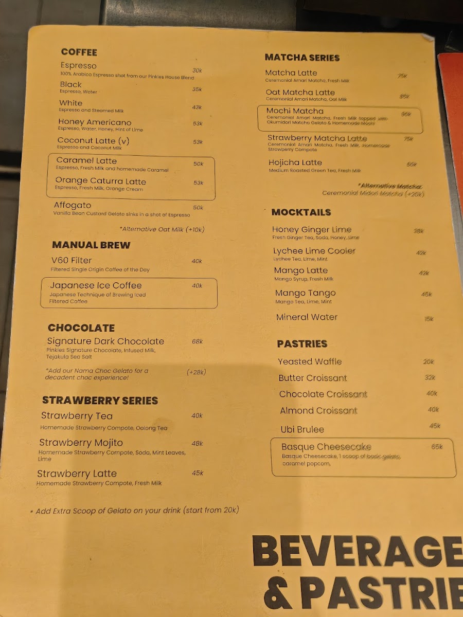 Pinkies Gelato & Coffee Photo Menu 1