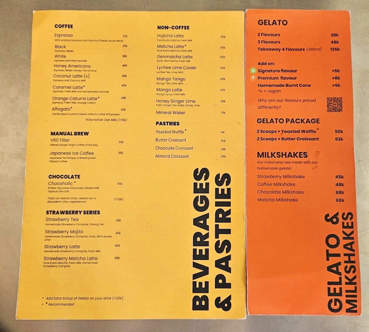 Pinkies Gelato & Coffee Photo Menu 2