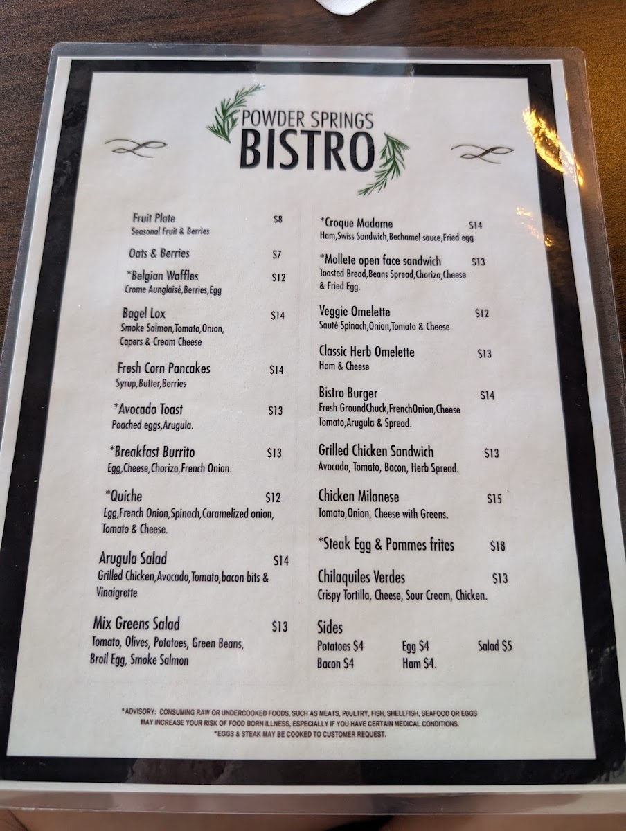 Powder Springs Bistro Photo Menu 3