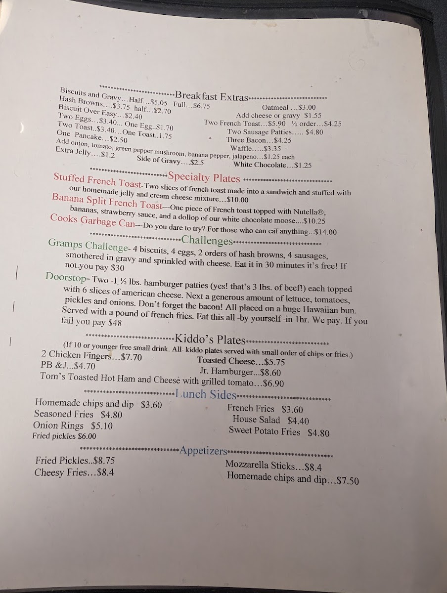 The Open Door Diner Photo Menu 1