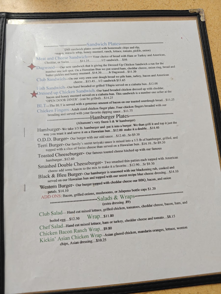 The Open Door Diner Photo Menu 3