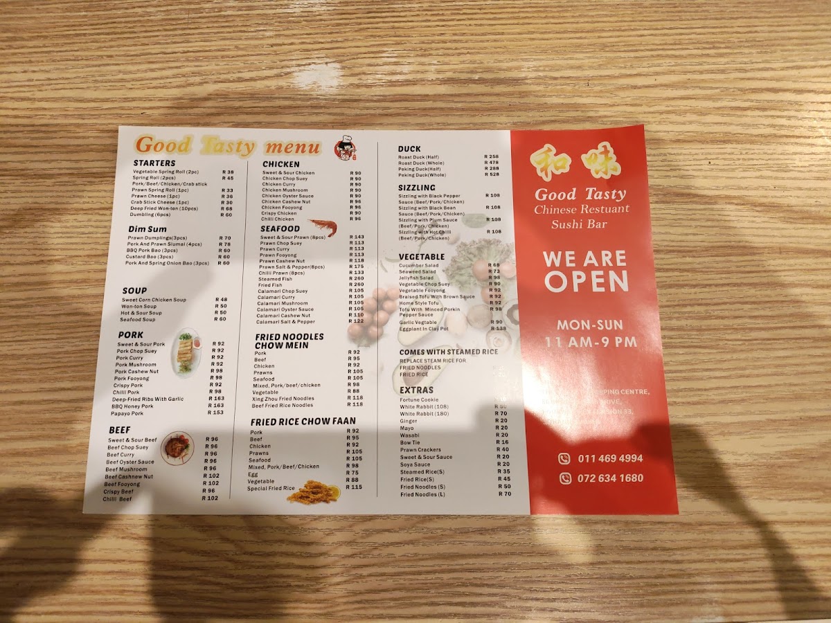 Good Tasty Chinese Restaurant & Sushi Bar Photo Menu 1