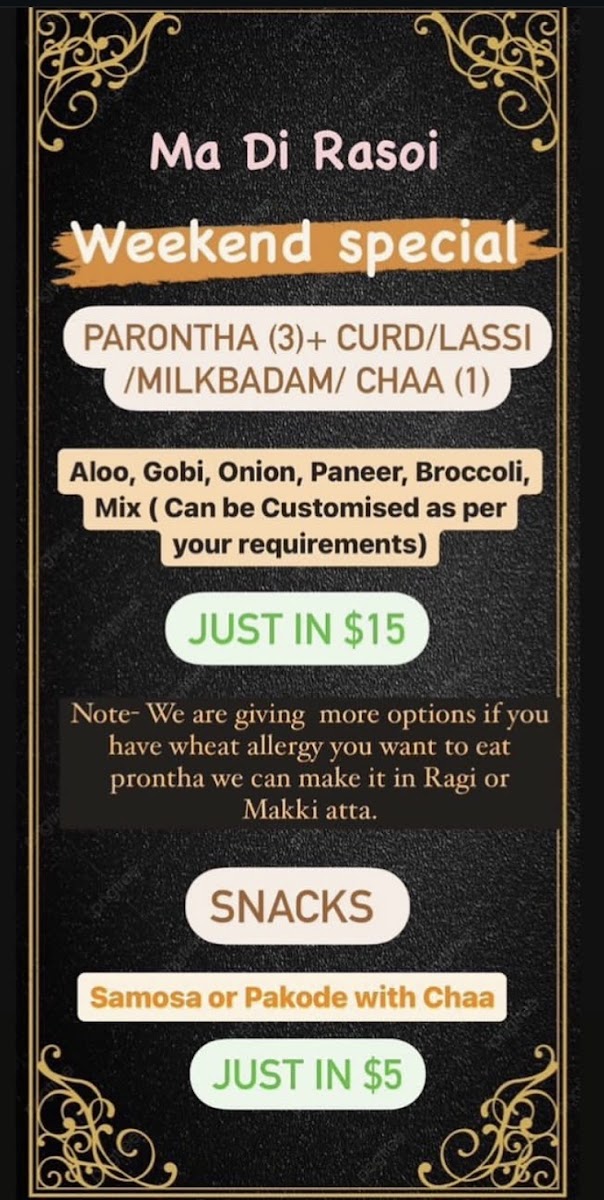 Ma Di Rasoi Photo Menu 1