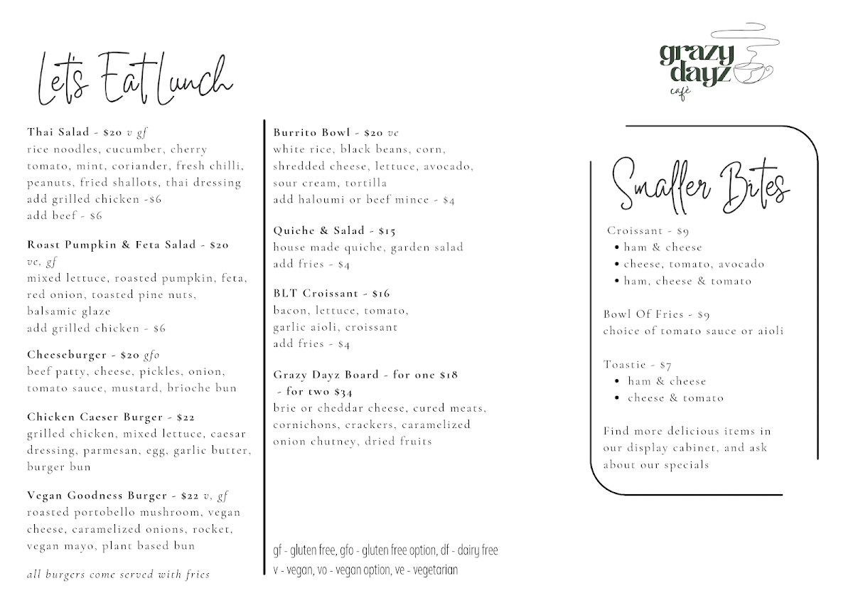 Grazy Dayz Cafè Photo Menu 2