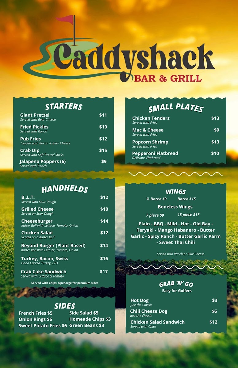 Caddyshack Bar and Grill Photo Menu 1