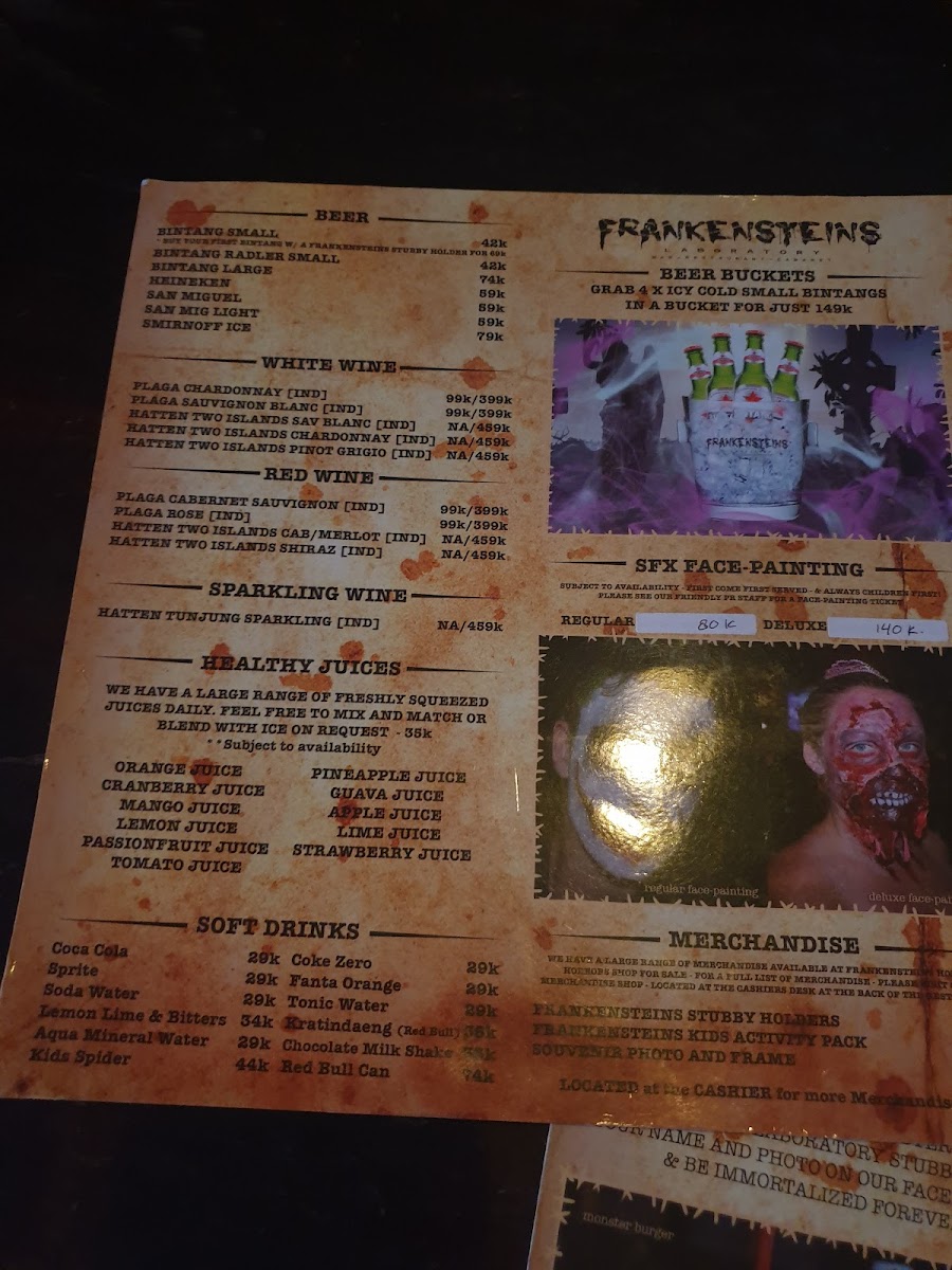 Frankensteins Laboratory Photo Menu 6