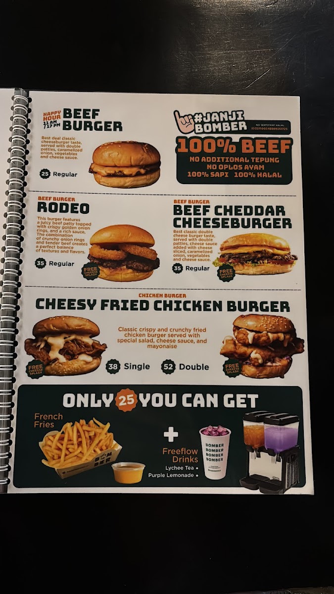 Bomber Burger Photo Menu 1