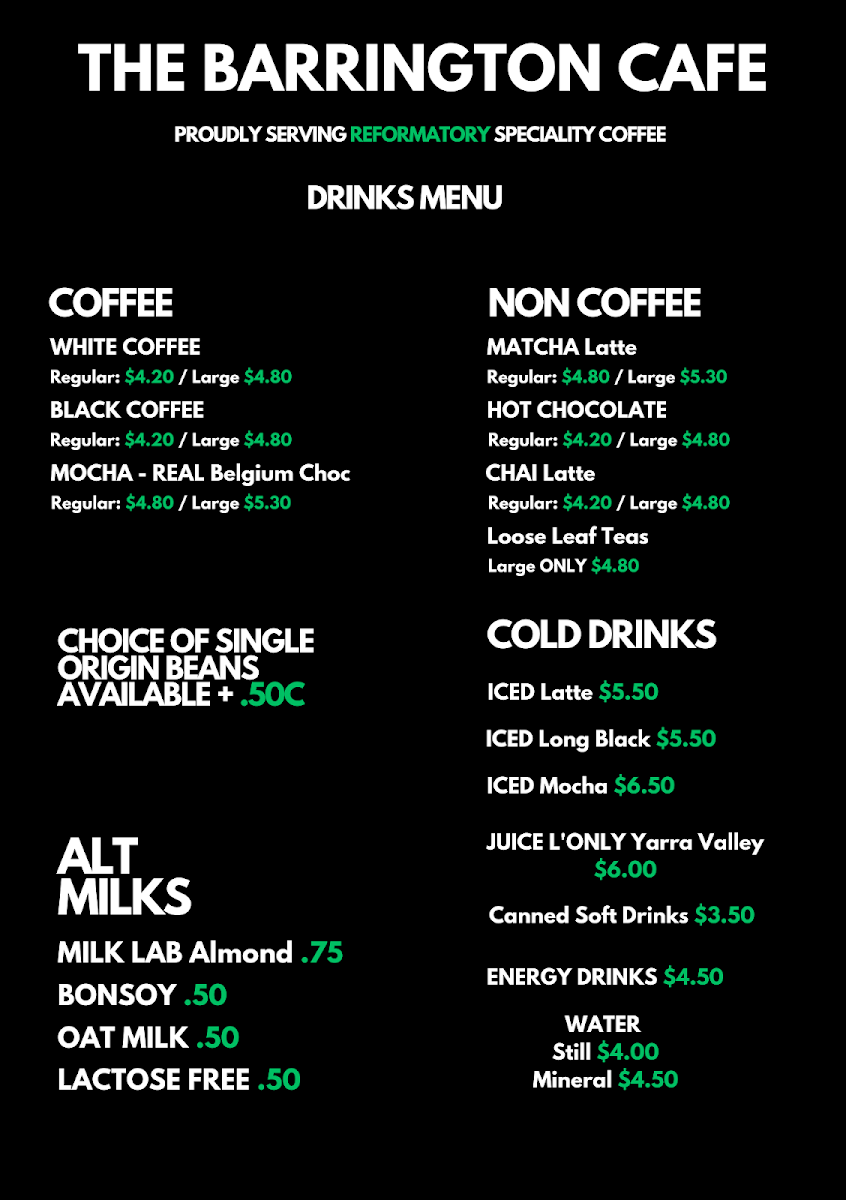The Barrington Cafe Photo Menu 3